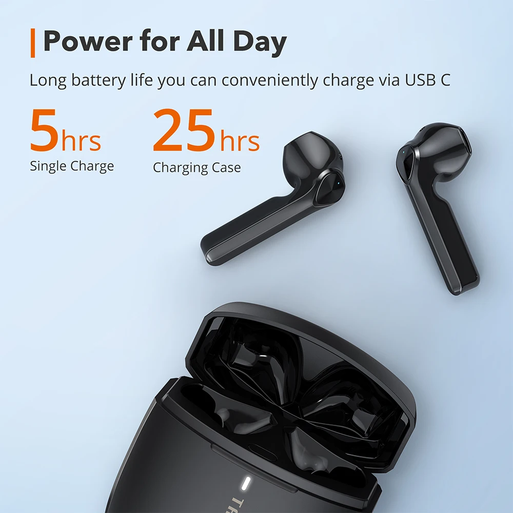 TaoTronics SoundLiberty 92 TWS Earphones Bluetooth Hi-Fi Headphone IPX7 Waterproof Wireless Earbuds Support Mic Voice Assistant |