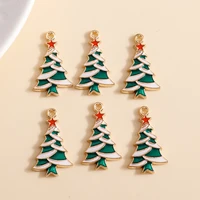 10pcs 1525mm enamel christmas tree charms diy for bracelets pendants earrings making red star charms jewelry accessories