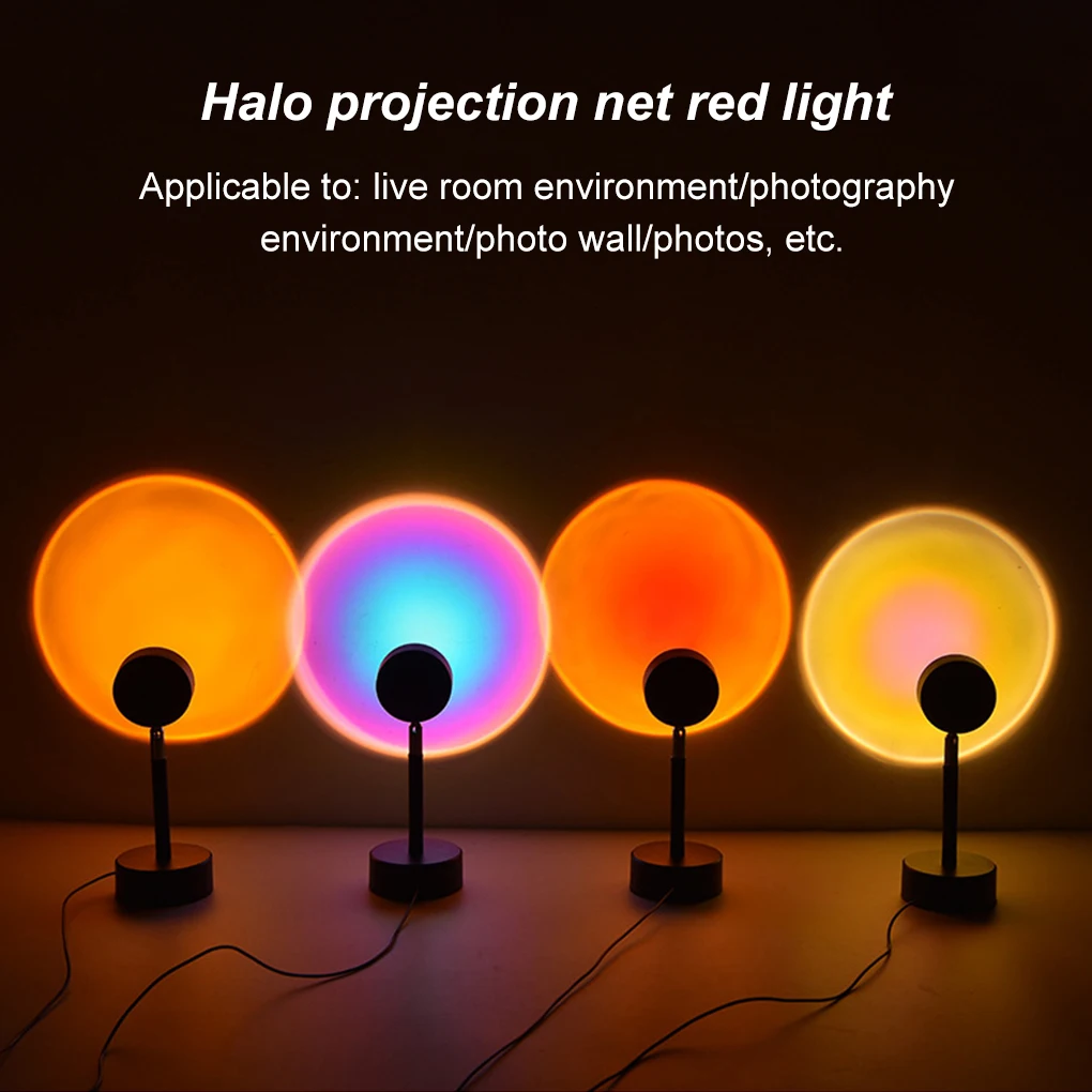 

USB Rainbow Sunset Red Projector Led Night Light Sun Projection Desk Lamp for Bedroom Bar Coffee Store Wall Decoration Lighting