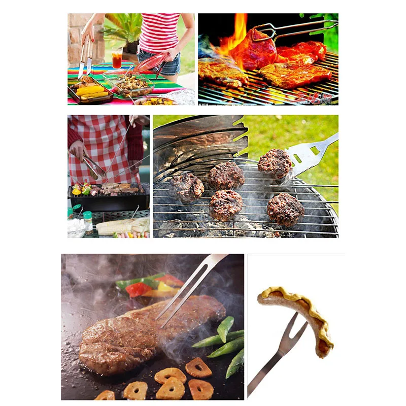 

3pcs Stainless steel BBQ Tools Rubber Wood handle Barbecue Grill Tool Set Tong Fork Spatula Kitchen Picnic Barbecue Accessories