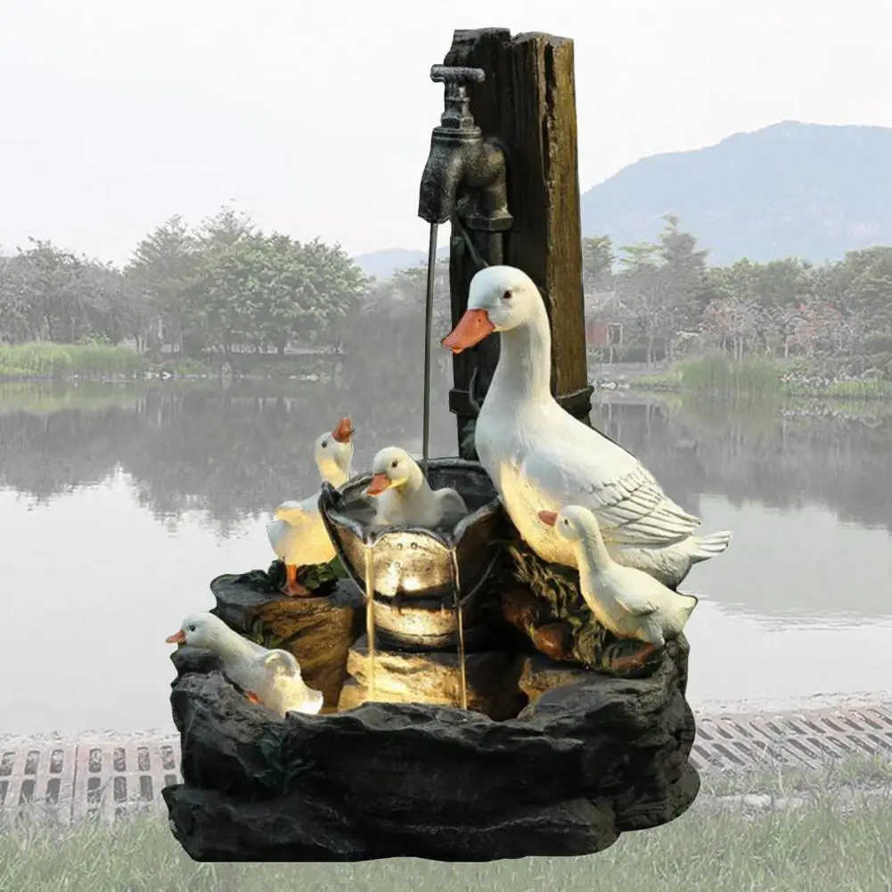

Animal Statue Cute Luminous Solar Powered Cascading Freestanding LED Squirrel Figurine Duck Decor for Garden