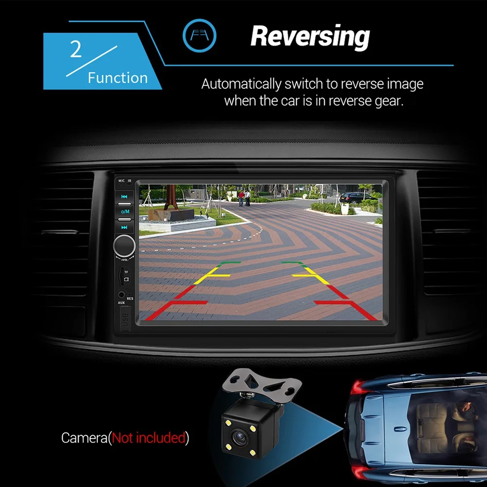 Carrmovil 7 дюймов Авторадио Зеркало Ссылка 2 Din автомобильное радио Bluetooth Мультимедиа