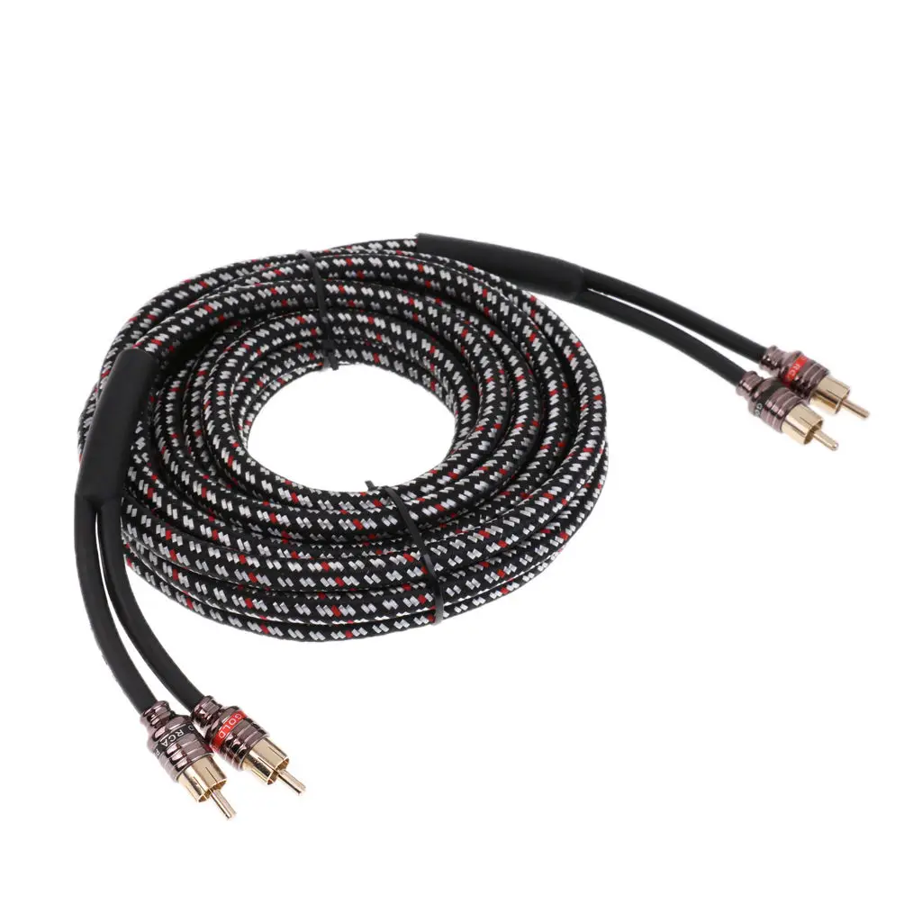 

4.5m Car Audio Stereo Amplifier Speaker RCA Interconnect Cable Wire Black