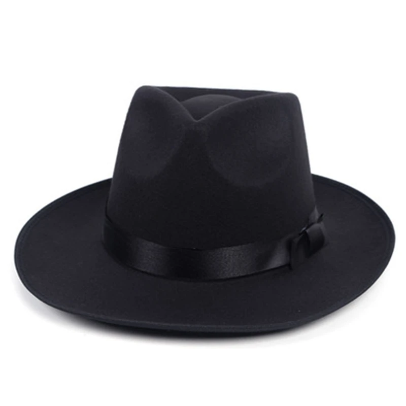 Fedora hat retro top hat woolen British jazz hat male Michael Jackson hat autumn and winter unisex big brim hat