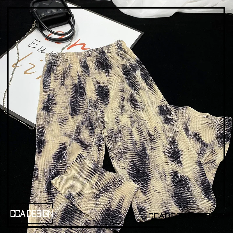 

CCA Homemade High Street Niche Hong Kong Style Tie-Dyed Pleated Trousers High Waist Wide Leg Pants Slimming Mopping Casual Pants