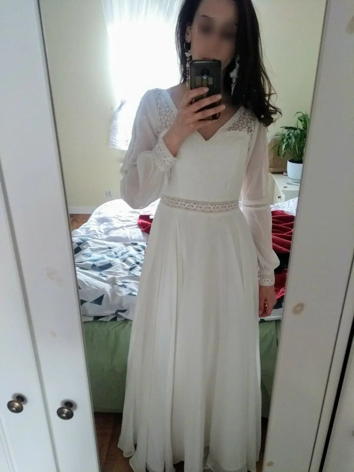 

Simple A Line Chiffon Wedding Dress 2021 V Neck Long Sleeves Bohemian Bridal Dress Elegant Robe de mariee Beach Cheap Custom Mad