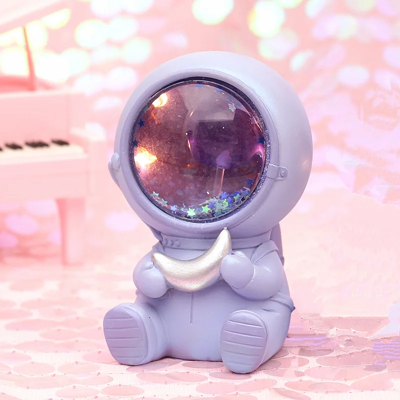 Purple astronaut Hinnixy креативный астронавт Ночной светильник, собака, кошка, медведь, украшения, люминария, животное, настольная лампа, теплый белый полимерный декор, ремесло, светильник ing - Испускаемый цвет: Purple astronaut
