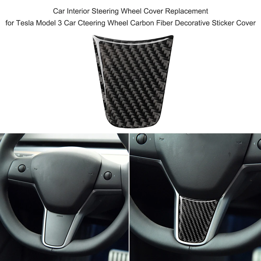 Чехол на руль автомобиля декоративная наклейка Tesla Model 3 из углеродного