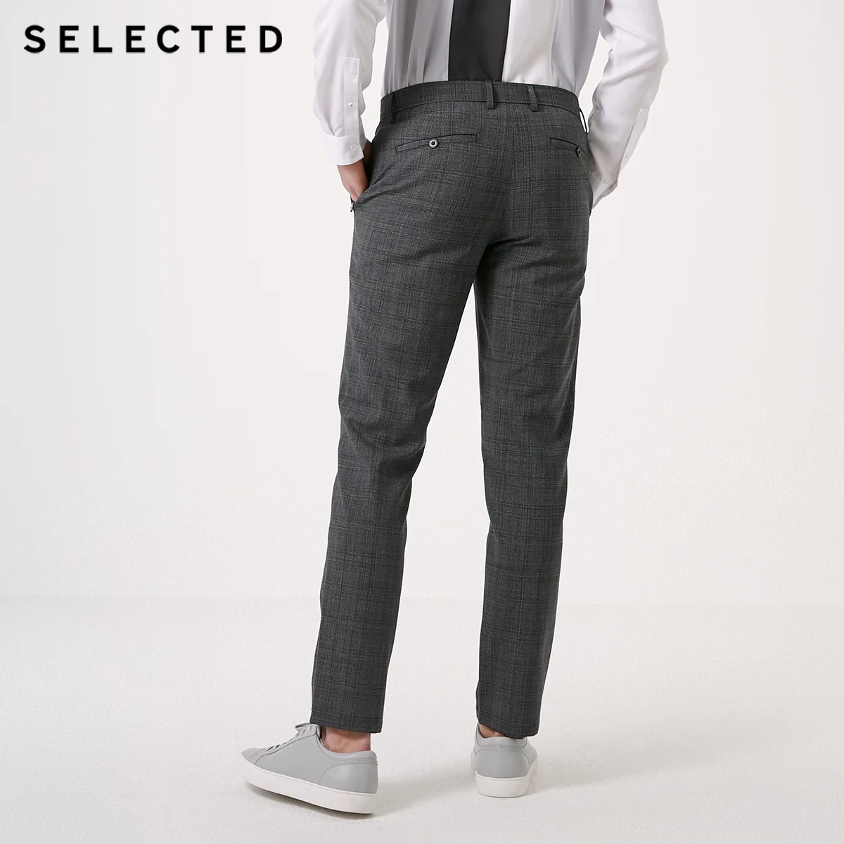 SELECTED Men's Slim Fit Woolen Plaid Pants S|419114553 | Мужская одежда