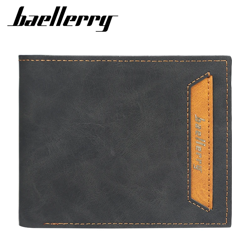 

Baellerry Men's Wallet Retro Leather Thin Short Wallet Men Slim Horizontal Multi-Card Money Clips Card Holder Pure Color Wallet