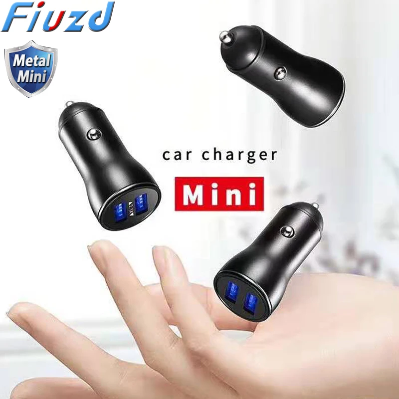 Универсальное металлическое автомобильное зарядное устройство Fiuzd с двумя USB