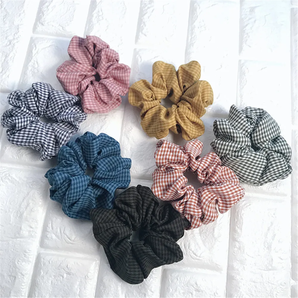 Новинка осенне зимняя тканевая клетчатая резинка для волос очень мягкая