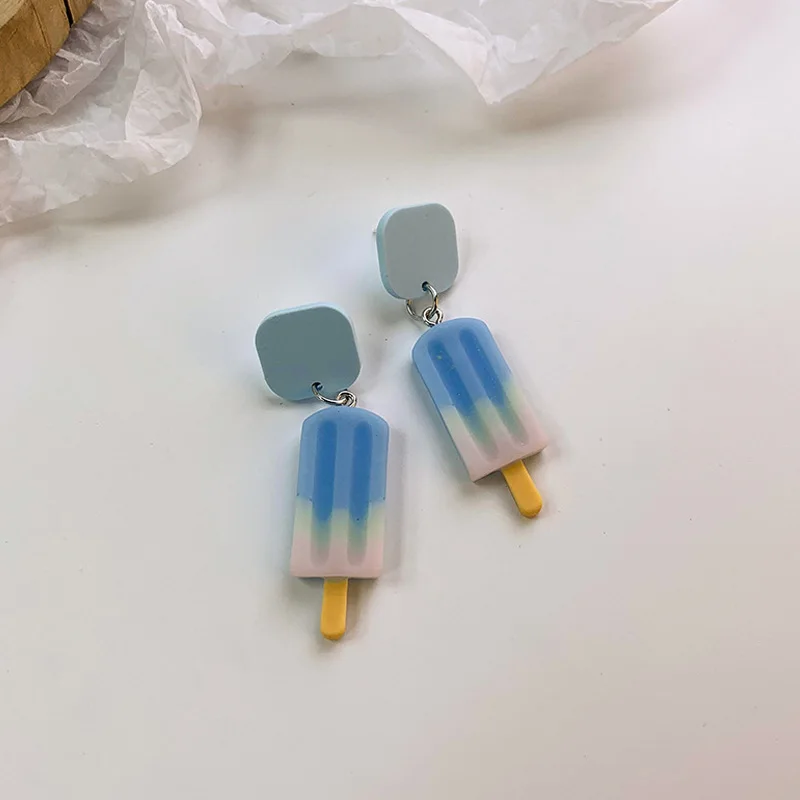 

Summer Refreshing Color Cartoon Simple Fresh Earrings Fashion Creative Emulational Ice Cream Funny Eardrop Sweet Cute Jewelry