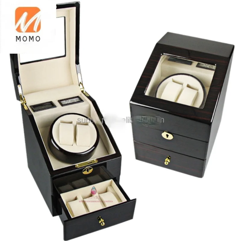 luxury custom logo german imported automatic watch wooden drawer winder packaging watch storage box