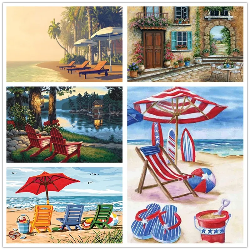 Алмазная 5D Вышивка сделай сам картины стразы мозаика с красными стульями