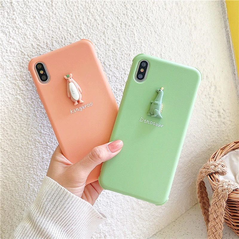 Милый 3D чехол для телефона с динозавром iphone 7 Xr Xs Max 6 8 Plus Матовый Мягкий
