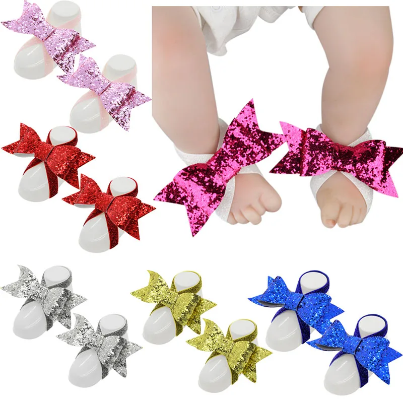 Baby Toddler Shoes Girls Barefoots Sandals Elastic Force Big Bow Foot Flower Feet Accessories |
