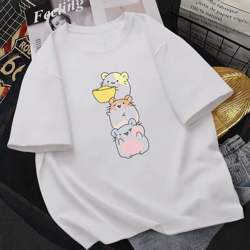

New Printed Short-Sleeved T-shirt Women's Simple Round Neck White Sshirt Short-Sleeved Bottoming Shirt 2021 Summer