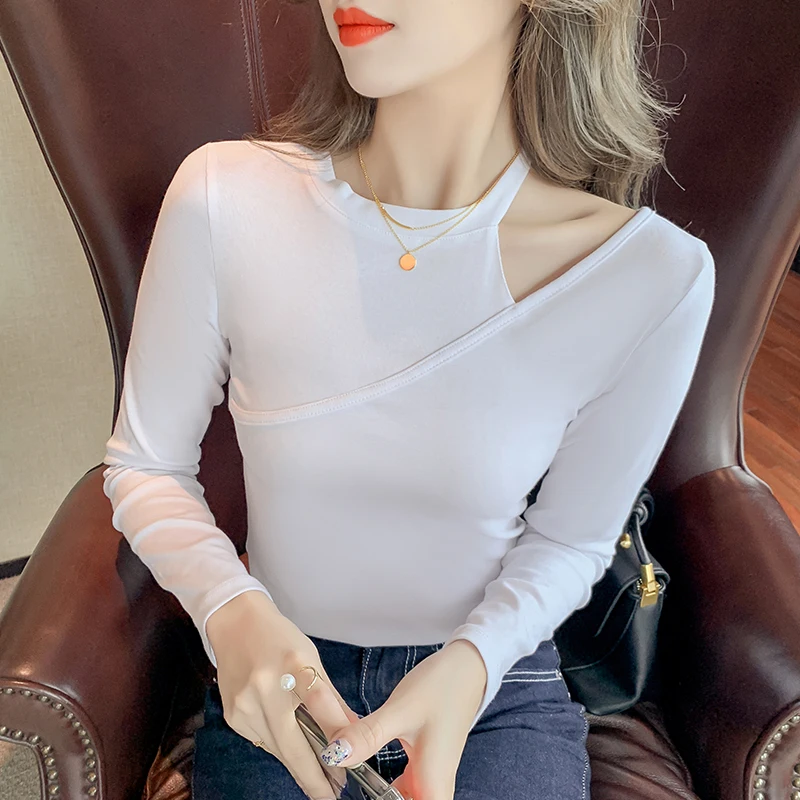 

Sexy Skinny Bottoming Shirts Autumn Women Clothes Long Sleeve Tops Tees Hollow Out T-shirts Oversized Harajuku Women's Shirt