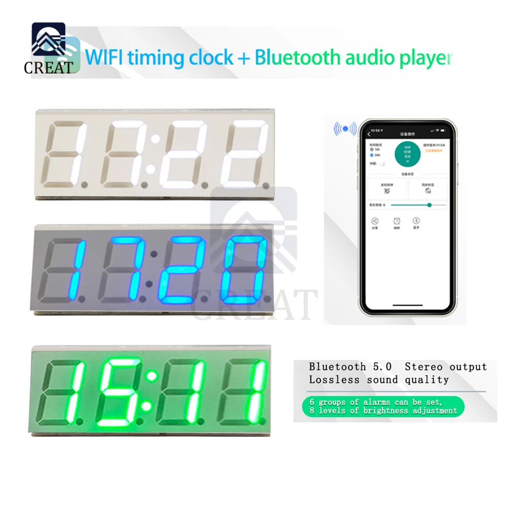 

XY-WBT Bluetooth 5,0 MP3 аудио декодирующая плата стерео Bluetooth аудио модуль WiFi синхронизация часы зутоматическое время с управлением через приложение