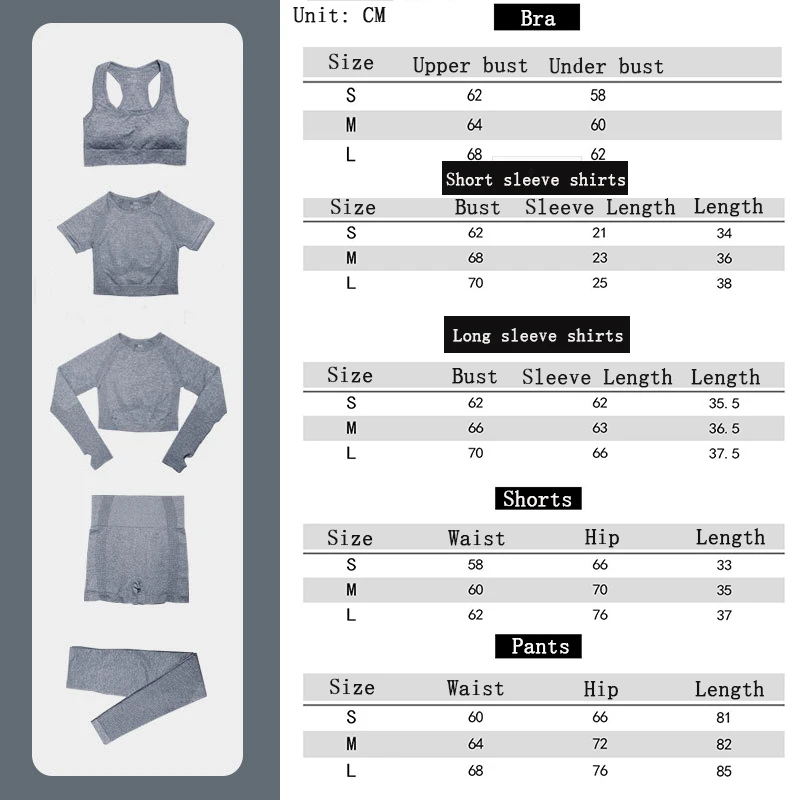 

5pcs Casual Women Seamless Yoga Set Fashion Tight Fitness Tant Top Sport Suit Gym Yoga Suit 2020 Female Workout Set Running Wear