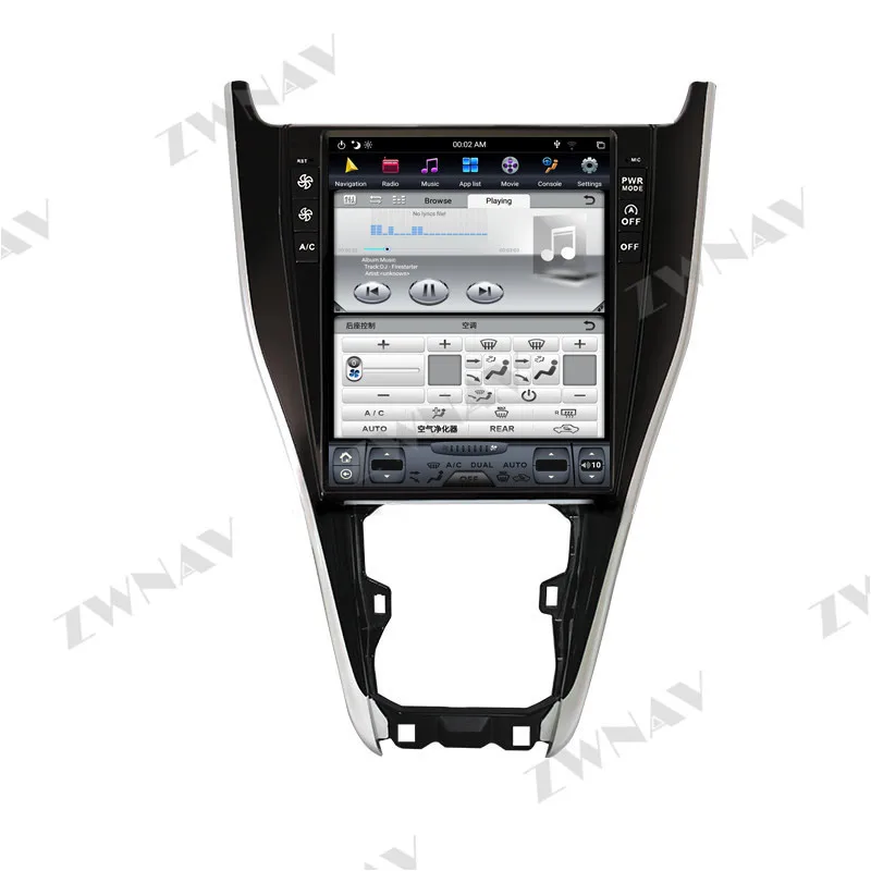 Для Toyota Harrier 12,1 Вертикальный проигрыватель автомобильного DVD GPS-навигатора Android Tesla Style PX6 CARPLAY HDMI-совместимое IPS-радио.