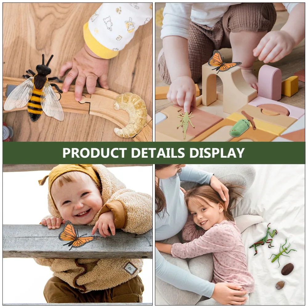 

4 Sets Animal Figurine Life Cycle Models of Butterflies Dragonfly Mantis and Bee