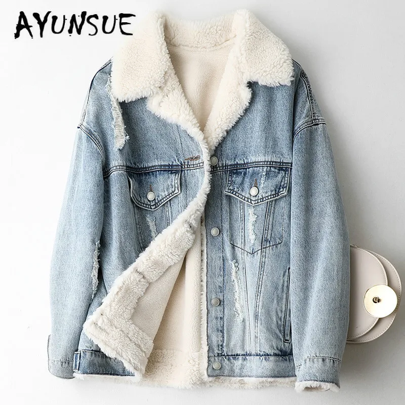 Женское пальто AYUNSUE с подкладкой из натурального меха ягненка зимнее женская