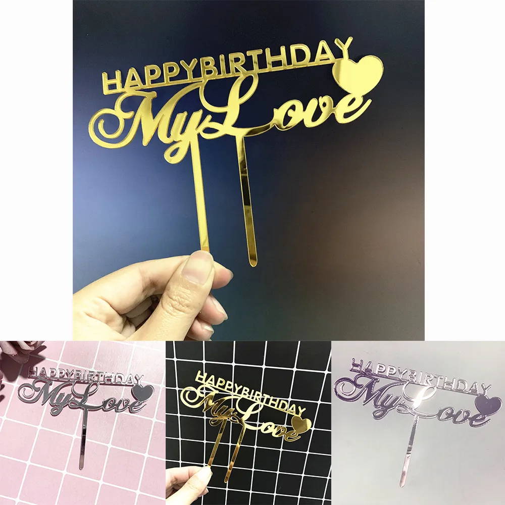 Акриловый Топпер для торта с надписью Happy Birthday My Love|Товары украшения тортов| |