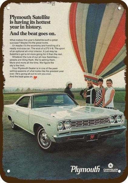 

1968 Plymouth Satellite Mucsle Car Vintage Look Replica Metal Sign