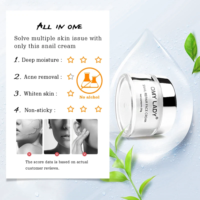 

OMY LADY 60PCS Eye Patch Mask Collagen Against Wrinkles Dark Circles Care+Snail Moisturizing Face Cream Repair Anti Aging