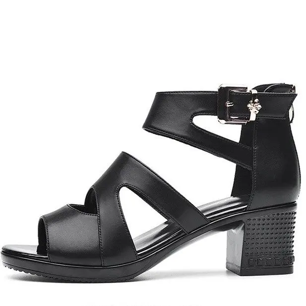 

New Woman Summer Sandals Roman fish mouth women's thick heel high-heeled shoes thick sole versatile middle heel women shoes