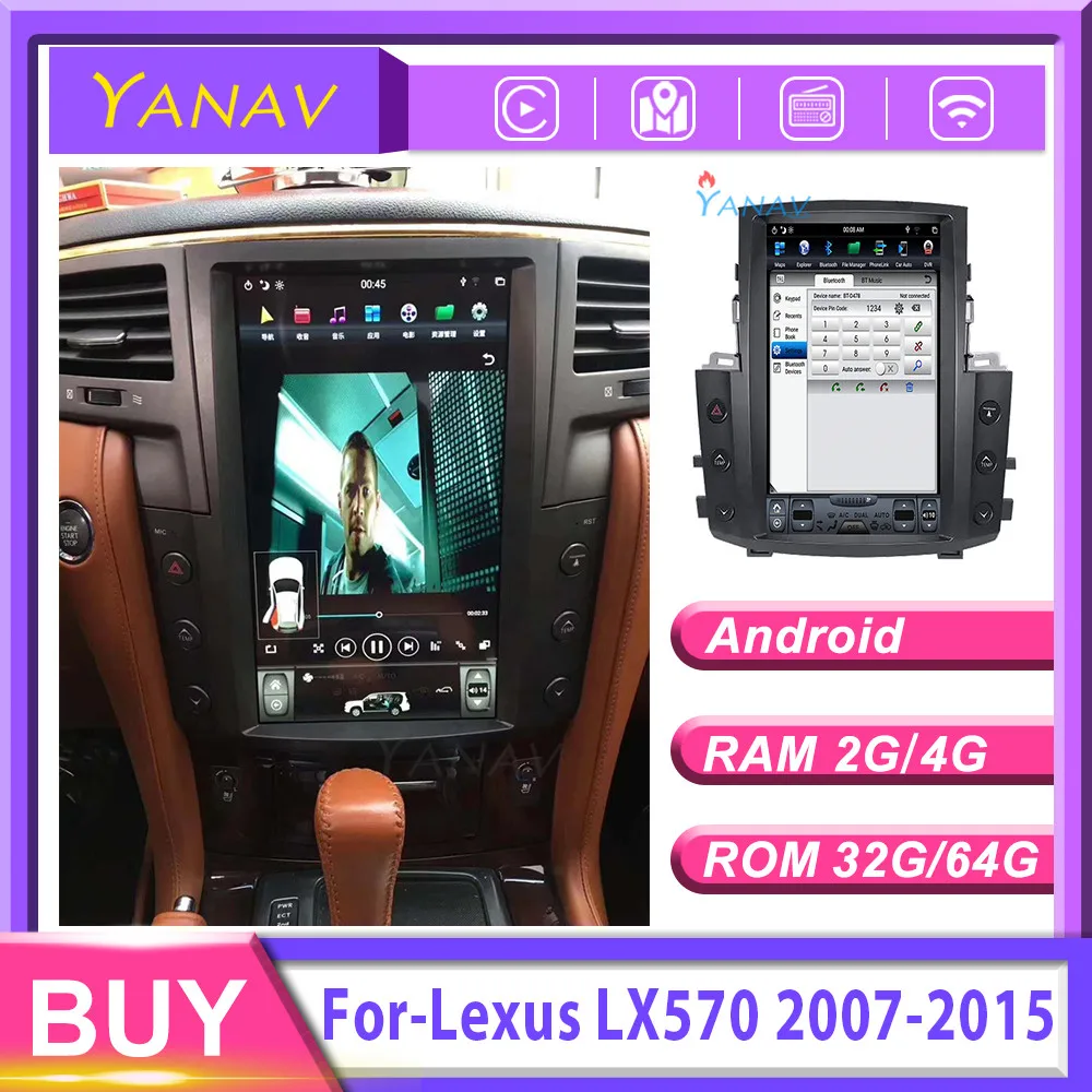 

13.6 inch Tesla Screen Android Radio For Lexus LX570 2007 - 2015 Car Multimedia Player GPS Navigation Stereo DSP Carplay 4G SIM
