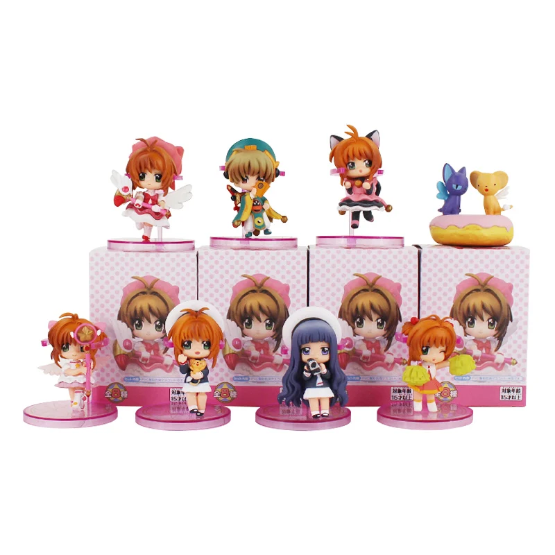 

8pcs/Lot Anime Card Captor Sakura PVC Figures Toys Keychains Kinomoto Sakura Daidouji Tomoyo Li Syaoran Kero