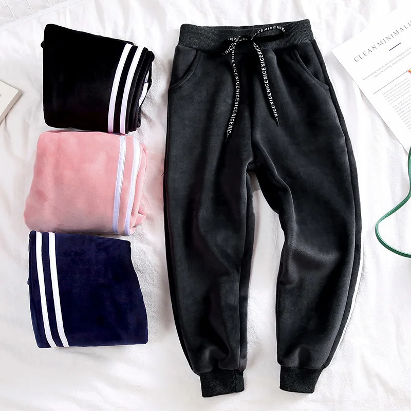 

Charming Fleece Sport Cotton Spring Autumn Pants Warm For Girls Boys Children Kids Trousers Clothing Teenagers High Quality
