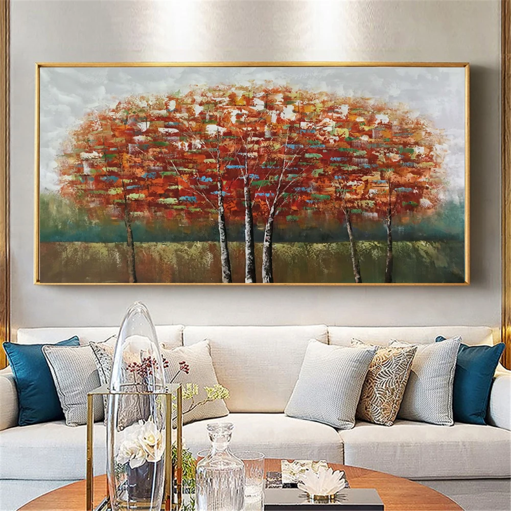 

Hand painted landscape forest oil painting on canvas large palette 3d painting living room modern abstract wall art picture