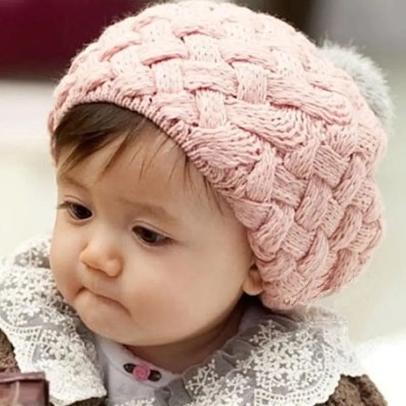 New Super Cute Ice Cream Beret Wool Hat Big Rabbit Ball Baby Winter Warm | Аксессуары для одежды