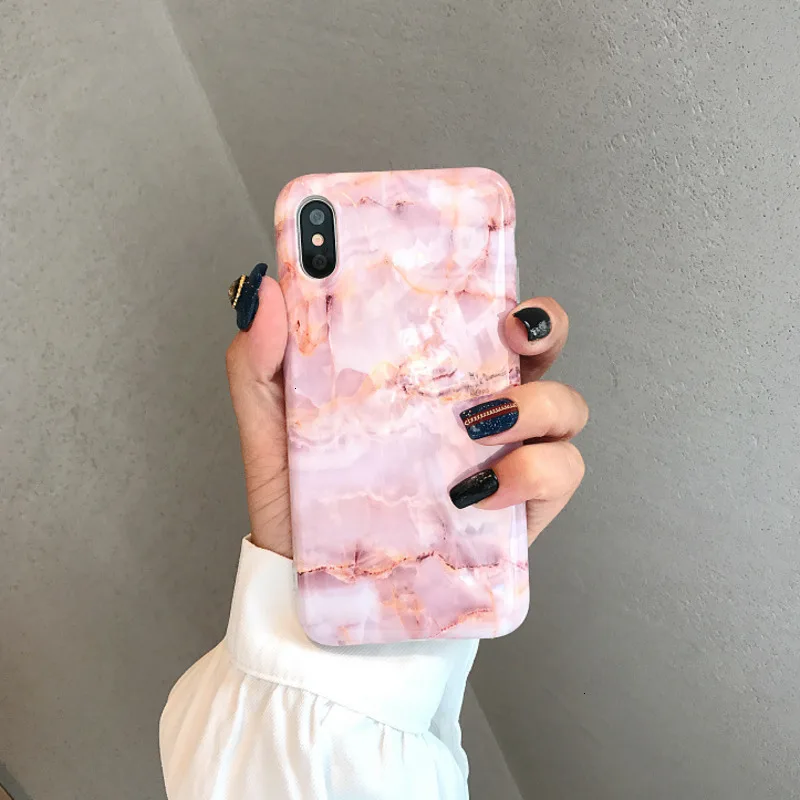 Розовый мраморный чехол для телефона iPhone11 X XS 8 7 6 6S PluS XR XSmaxTPU глянцевый мягкий