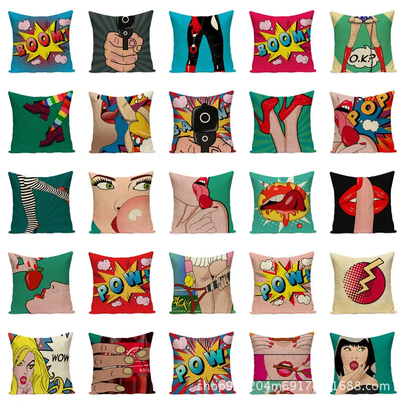

Portrait Funny Girl Cushion Cover 45*45cm Men and Women Pillow Cover Home Decorative Linen Pillow Case