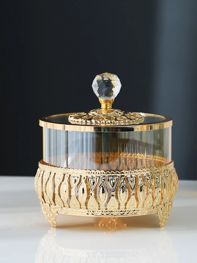 

Luxury Transparent Metal Glass Candy Jar Snack Storage Jar With Cover Glass Bottle Container Home Decoration Ornaments