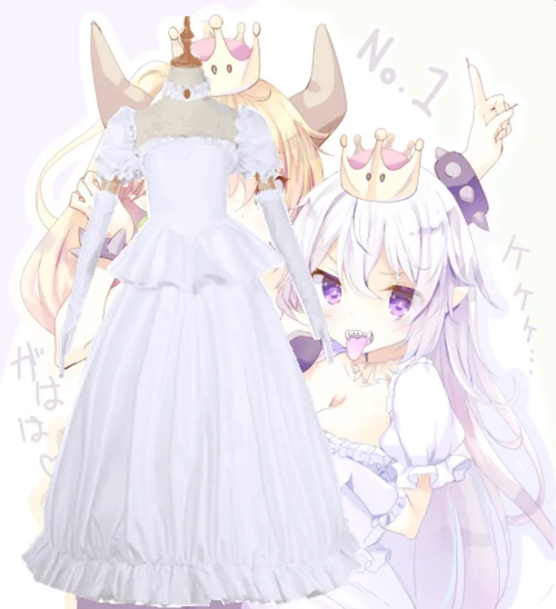 Женский длинный костюм с короной Boosette белый принцессы коопы на Хэллоуин
