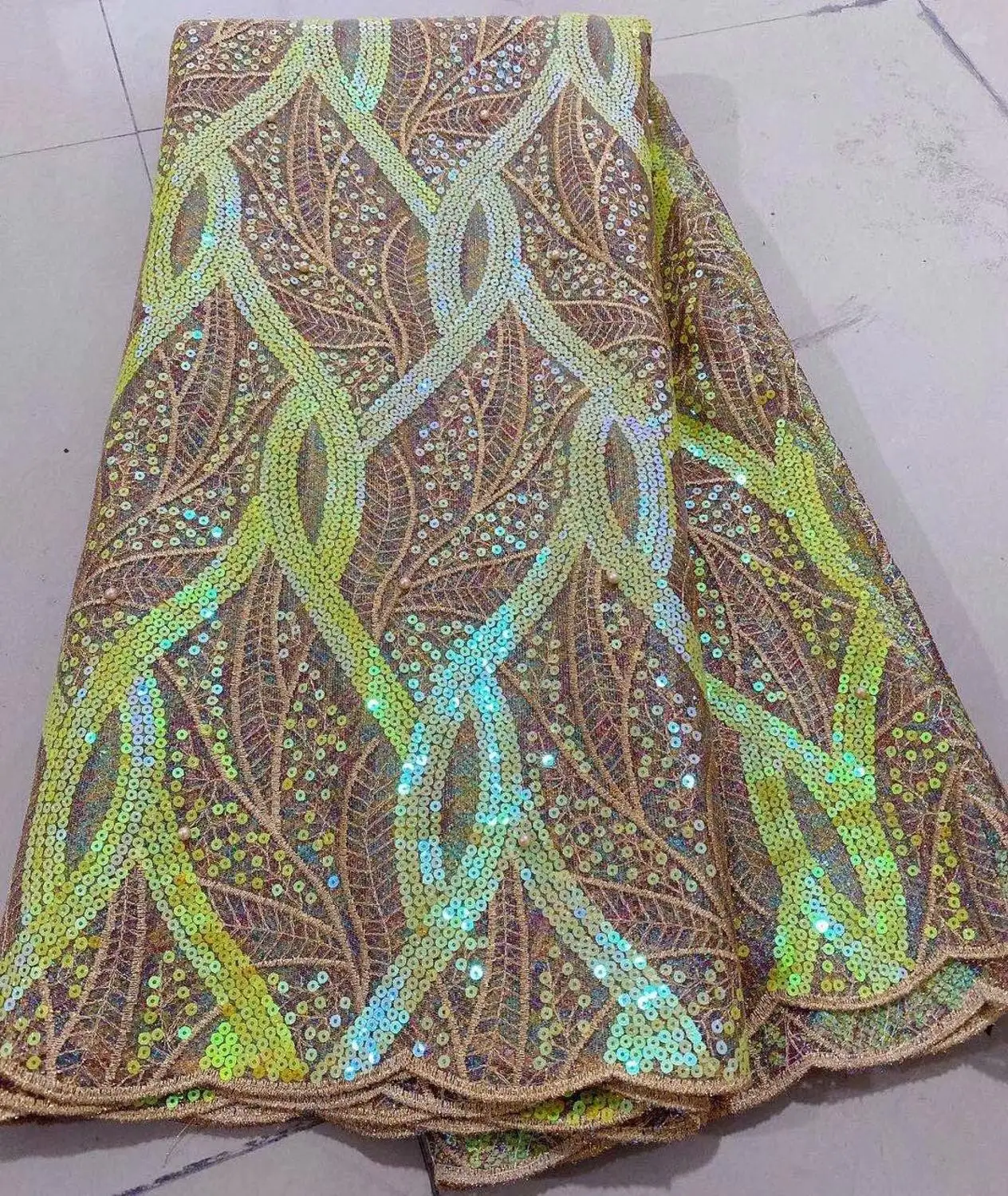 Зеленый Новый дизайн африканская кружевная ткань 2020 французская Тюлевая