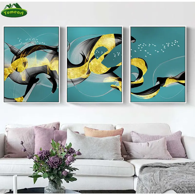 Современная черная желтая живопись желтый плакат печать на стене для гостиной