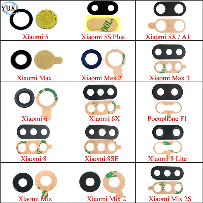 

Стеклянная крышка объектива задней камеры YuXi, замена для Xia mi 8 Lite SE 6 6X 5 5X 5S Plus Max 3 2 Mi x 2S Mi A1 Pocophone F1