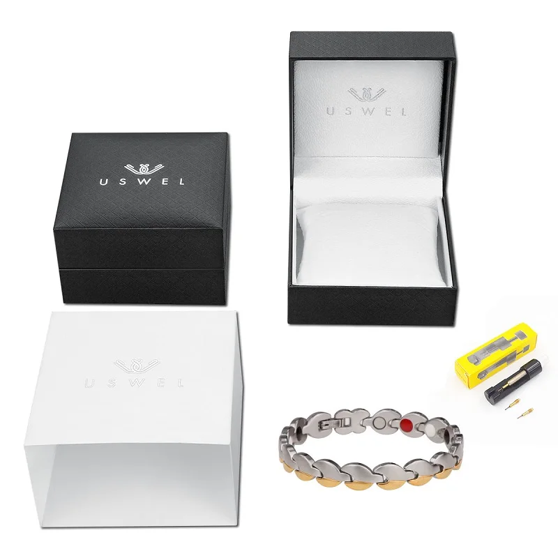 Браслет для здоровья USWEL Magnetic из нержавеющей стали с наручным ремешком и цепочкой на руку, с германиевыми браслетами для женщин.