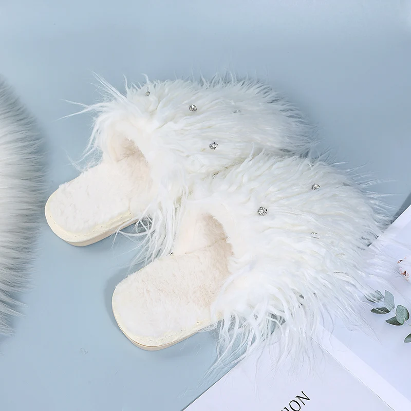 

Ladies Plush Slippers Cross Strap Drag Cotton Indoor and Outdoor Warm Plush Slippers Wedding Party Gift Bride Wedding Shoes