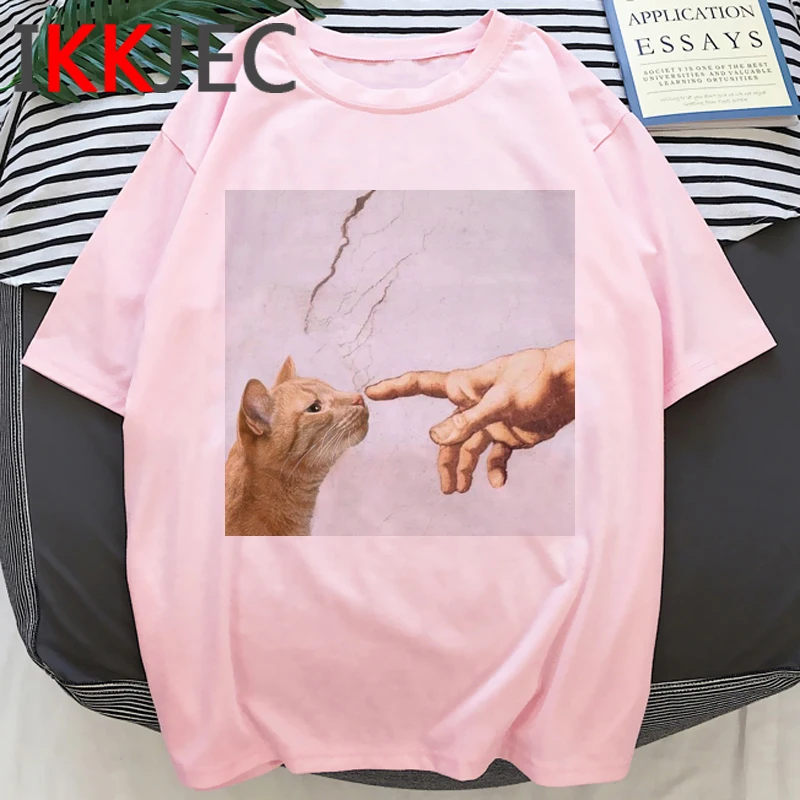 Kawaii Cat аниме футболка женская с забавным мультипликационным принтом Графический