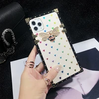 luxury heart glitter bee square phone case for iphone 13 12 11 pro x xs max xr 7 8 samsung s10 s20 s21 plus note 20 ultra cover