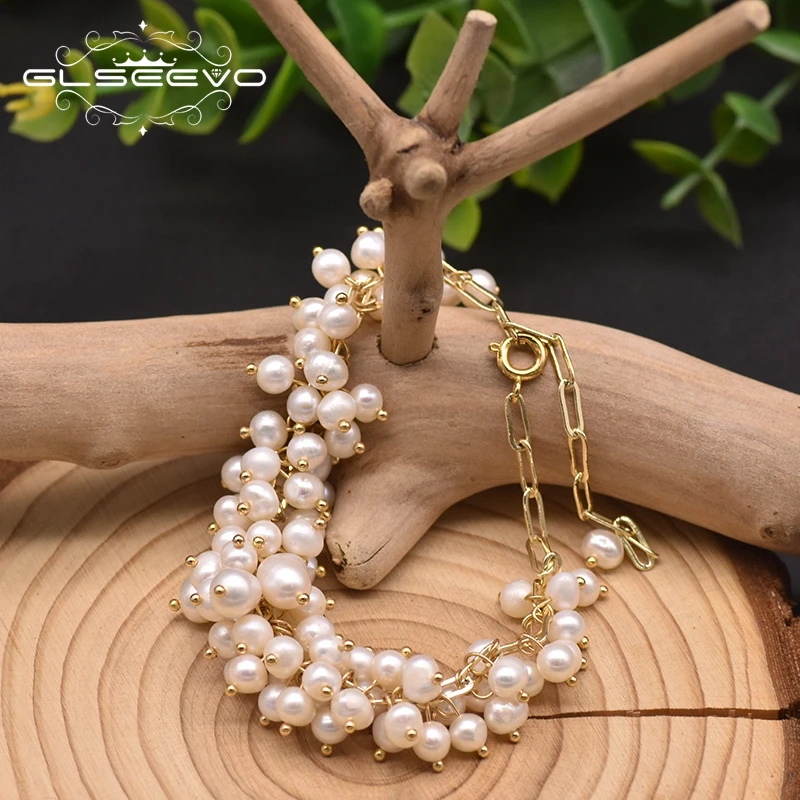 Регулируемый браслет GLSEEVO из натурального пресноводного жемчуга для женщин