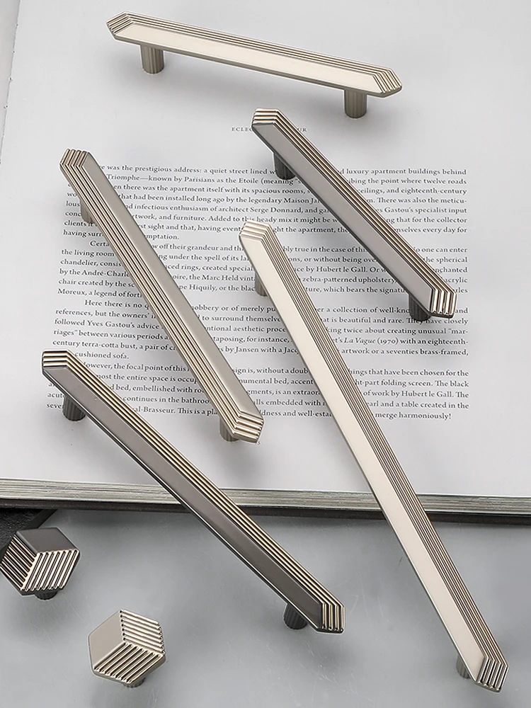 

Modern Minimalist Gray Handle Creative Cabinet Drawer Prismatic Silver Light Luxury Cabinet Wardrobe Door Handle